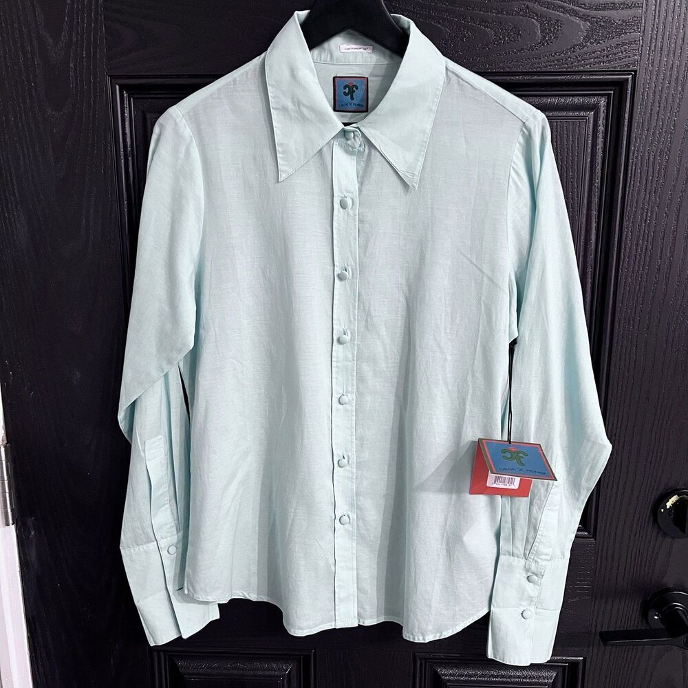 MOTHER x Chloe Fineman The Mayday Shirt Size M Fly Me Out Blue